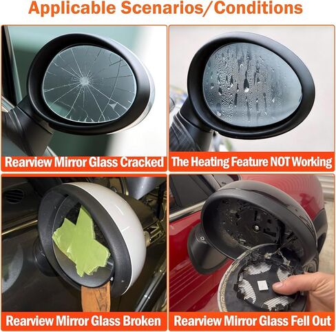 Compatible MINI Cooper Side Mirror Glass Replacement F54 F55 F56 F57 F60 2016-2020,Passenger Side MINI Cooper Rear View Mirror Glass with Power Heated, Replace for 51167366044/51167366040-Right in Saudi Arabia