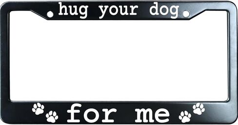 My Dog Says Hi Black License Plate Frame Humor Funny, Heavy Duty Stainless Steel Car Plate Tag, UV Printed License Plate Holder in Saudi Arabia