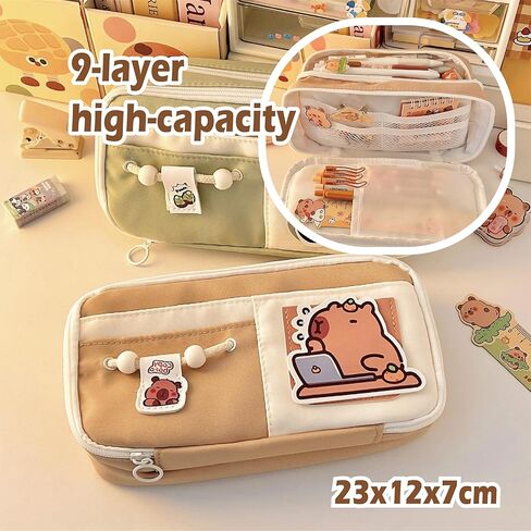 Cute Capybara School Supplies set ballpoint pens, pencil cse, sticky notes ，pencil sharpener，ruler，Badge，pencil，ID badge holder with lanyard，erasers， in Saudi Arabia