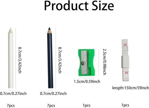 14pcs Fabric Marking Pencils for Sewing – White & Blue Water-Soluble, Washable Tailor’s Chalk Pens with Sharpener & Tape Measure for Dressmaking, Quilting & Craft Projects in Saudi Arabia