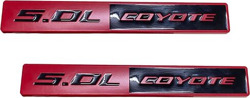 2PC 5.0L Coyote Emblem Decal Car Engine Letters Decal Plating Badge 3D Metal Style Fit for F150 5.0L Engine Truck Red Black in Kuwait