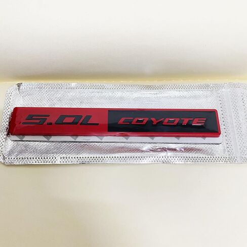 2PC 5.0L Coyote Emblem Decal Car Engine Letters Decal Plating Badge 3D Metal Style Fit for F150 5.0L Engine Truck Red Black in Kuwait