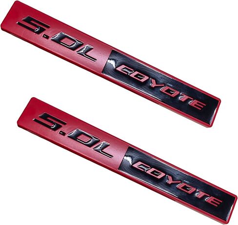 2PC 5.0L Coyote Emblem Decal Car Engine Letters Decal Plating Badge 3D Metal Style Fit for F150 5.0L Engine Truck Red Black in Kuwait