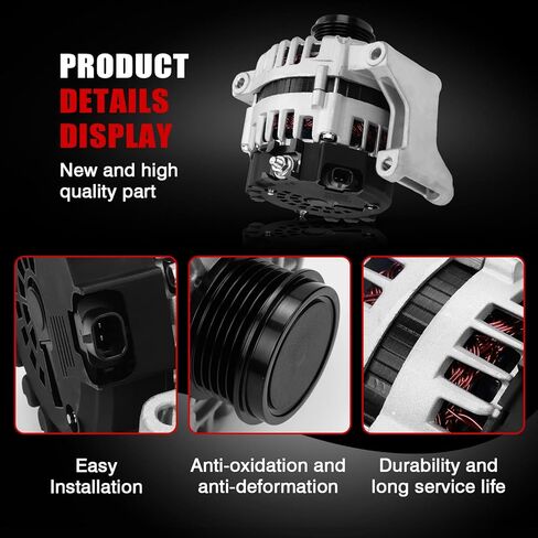 Alternator Compatible with 2018-2024 Equinox 1.5L, 2018-2024 Terrain 1.5L, 130A 12V 5-Groove Pulley Replace# 13535009 13513070 13517759 13583100 in Kuwait