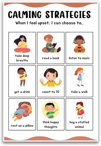 Calming Strategies For Kids Poster - Educational Learning Kids Classroom School Poster - 12 x 18 Inch Unframed Poster - Premium Poster On 100lb Gloss Paper - Printed In The USA FHJP1222 in Kuwait