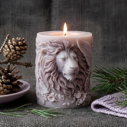 3D Lion Embossed Candle Molds Lion Head Pillar Silicone Candle Mold for Candles Making Resin Casting Aromatherapy Candles Handmade Wax Home Decor in Saudi Arabia