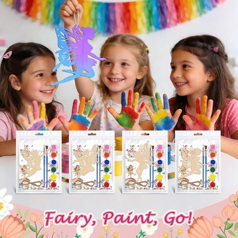 16 Pack Fairy Party Favors Kit, Wooden Fairy Cutouts with Hanging Holes & Paint & Thank You Card, Magical Party Decorations for Girls Guests DIY Crafts Thank You Gifts in Saudi Arabia