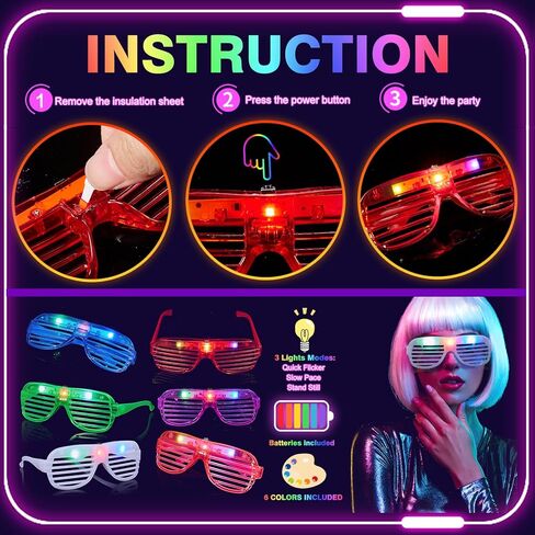 360PCS Glow in the Dark Party Supplies, Light Up Party Favors with Neon Hats, LED Glasses & Pop Tubes, Balloons, 200 Glow Sticks Light Up Accessories for Hora Loca Carnival 80's Neon Party Halloween in Saudi Arabia