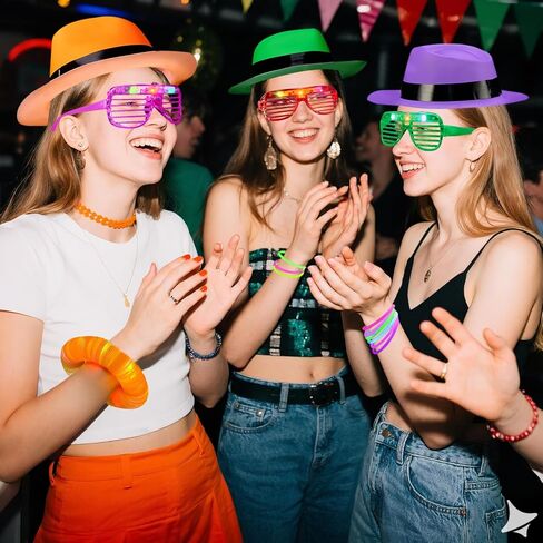 360PCS Glow in the Dark Party Supplies, Light Up Party Favors with Neon Hats, LED Glasses & Pop Tubes, Balloons, 200 Glow Sticks Light Up Accessories for Hora Loca Carnival 80's Neon Party Halloween in Saudi Arabia