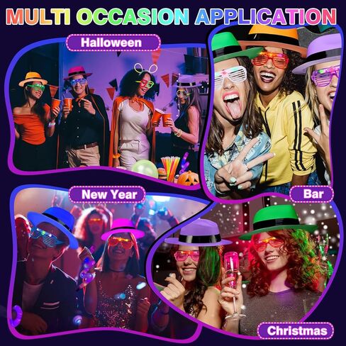 360PCS Glow in the Dark Party Supplies, Light Up Party Favors with Neon Hats, LED Glasses & Pop Tubes, Balloons, 200 Glow Sticks Light Up Accessories for Hora Loca Carnival 80's Neon Party Halloween in Saudi Arabia