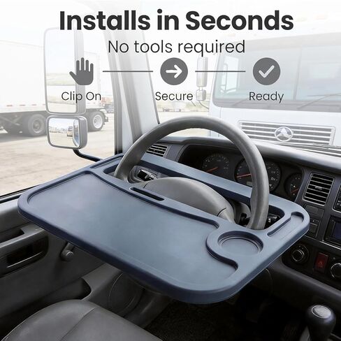 Steering Wheel Tray with Phone Slot & Drink Holder Suitable for Heavy-Duty Trucks/Trucks for Laptop use, Office Work and Meal Dining in Saudi Arabia