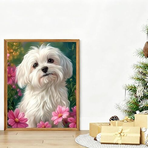 WUIVCTR Maltese Dog Paint by Numbers Kit for Adults, 16" x 20" Canvas Painting Kit for Beginners, Modern Aesthetic DIY Paint by Number on Canvas for Home Wall Decor in Saudi Arabia