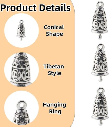 14Pcs Tibetan Style Bell Charms Silver Small Jingle Bells for Crafting Mini Wind Chimes for Jewelry Crafts Making and Home Decor in Saudi Arabia