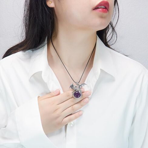 6 Pieces Crystal Dragon Pendants Natural Cabochon Shape Gemstone Alloy Dragon Jewelry Charm for Jewelry Making Necklace in Kuwait