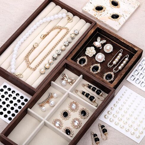 Suncalla 54 Pcs DIY Charms Set for Trucker Hats, DIY Hat Accessories Rhinestones Jewelry Brooches Charms Safety Pin for Junk Socks & Shoes(Black,Elegant) in Kuwait
