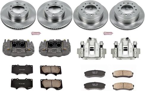PowerStop Front and Rear Brake & Caliper Kit for Toyota 4Runner 2003-09 | Toyota FJ Cruiser 2007-09 - Ceramic Brake Pads + Calipers + Disc Rotors Replacement, KCOE138 in Kuwait