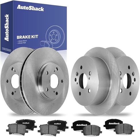AutoShack Front & Rear Brake Rotors & Ceramic Pads for Toyota, Highlander 2004-2007, AWD FWD L4 2.4L V6 3.3L in Kuwait