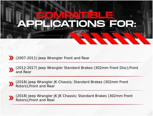 R1 Concepts Front and Rear Brake Kit Fits 2007-2018 Jeep Wrangler| Off-Road/Tow Pads, Drilled Slotted Rotors| Hardware| 12.5" Front & 13.0" Rear in Kuwait