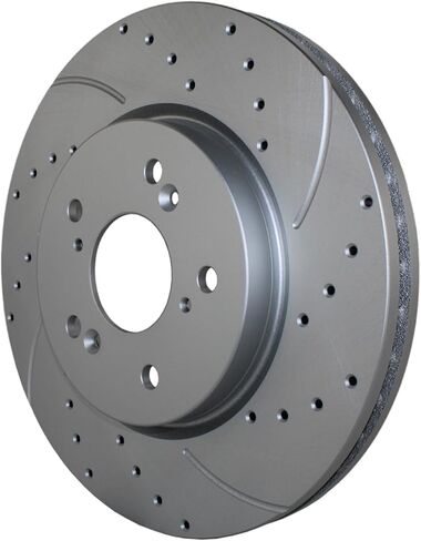 Drilled Slotted Coated Front Vented 296mm Rear Solid 305mm Disc Rotors & Akebono ProACT Ceramic Slotted Pads Full Brake Kit For Acura RDX Base SH-AWD Honda CR-V EX-L LX SE Touring in Kuwait