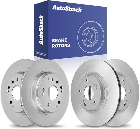 AutoShack Front & Rear Brake Rotors for Honda, Element 2003-2011, 4WD FWD L4 2.4L - E-Coated Drilled & Slotted - ShadowGuard in Kuwait