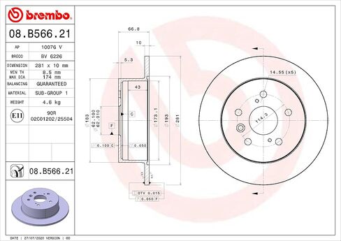 Brembo Disc Brake Rotor 08.B566.21 in Kuwait
