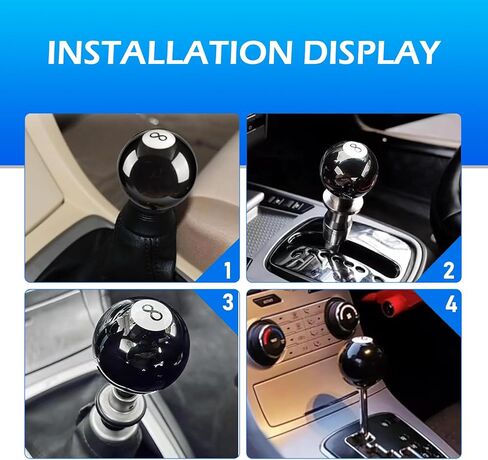 1 PC 8 Billiard Ball Shift Knob, Round Pool Ball Shift Knob with 3 Adapters, Acrylic 5 6 Speed Gear Shifting Handle Lever Accessories, Universal for Most Cars, Trucks, SUVs (Black) in Saudi Arabia
