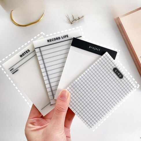 4 Pads Transparent Sticky Notes, Lined, Gird, Record Life, Project, Notes, Clear Sticky Notes, Waterproof Self-Stick Pads, Easy to Post for Office, Home, Notebooks (200 Sheets) in Kuwait
