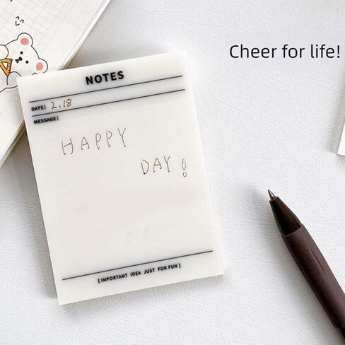 4 Pads Transparent Sticky Notes, Lined, Gird, Record Life, Project, Notes, Clear Sticky Notes, Waterproof Self-Stick Pads, Easy to Post for Office, Home, Notebooks (200 Sheets) in Kuwait