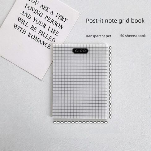 4 Pads Transparent Sticky Notes, Lined, Gird, Record Life, Project, Notes, Clear Sticky Notes, Waterproof Self-Stick Pads, Easy to Post for Office, Home, Notebooks (200 Sheets) in Kuwait