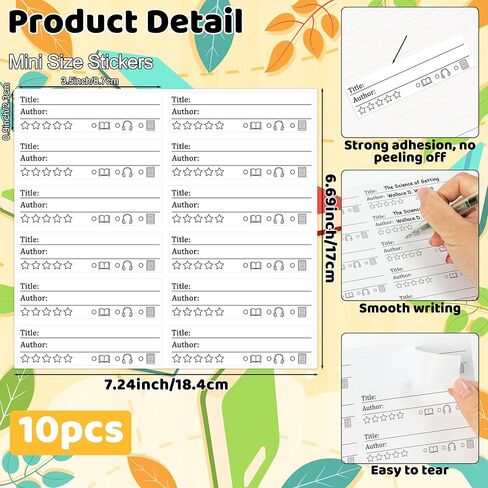 L1rabe Book Review Tracker Stickers - 120 Sheets Writable Book Rating Stickers, Back to School Self-Stick Literary Log Labels for Journals, Bookish Gifts for Bookworm Reading Lovers Students Teachers in Saudi Arabia