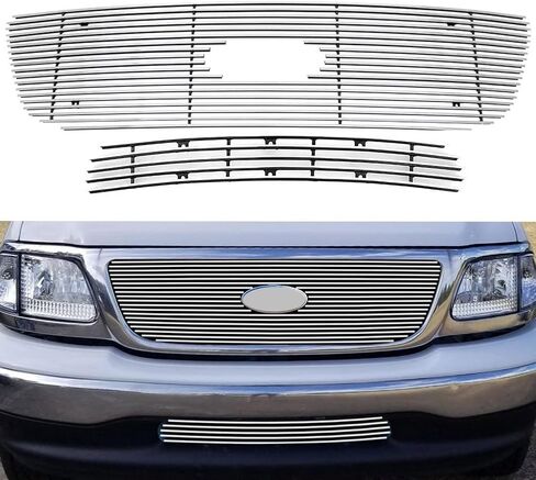 Chrome Grill fits 1999 2000 01 02 03 F-150 4WD (Honeycomb Style Model) Polished Front Billet Grille（2pcs） in Saudi Arabia