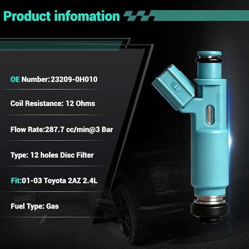23250-28020,4 pcs Fuel Injectors 12 Holes fits Camry 2002-2003, Highlander 2001-2004, Solara 2002-2003, Rav4 2001-2003 Replaces 23250-0H010 23209-28020 in Saudi Arabia