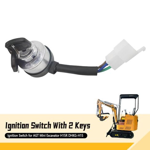 Ignition Switch Fit for AGT Mini Excavator H15R DHKG-H15, 4 Pin, with 2 Keys in Saudi Arabia