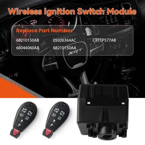 68210150AB Ignition Switch Module 2 Keys for Dodge Ram 1500 Charger Challenger Jeep Grand Cherokee Chrysler 300 2008-2010 Replaces 5026296AD 5026364AB 68044060AA(Needs Program) in Kuwait