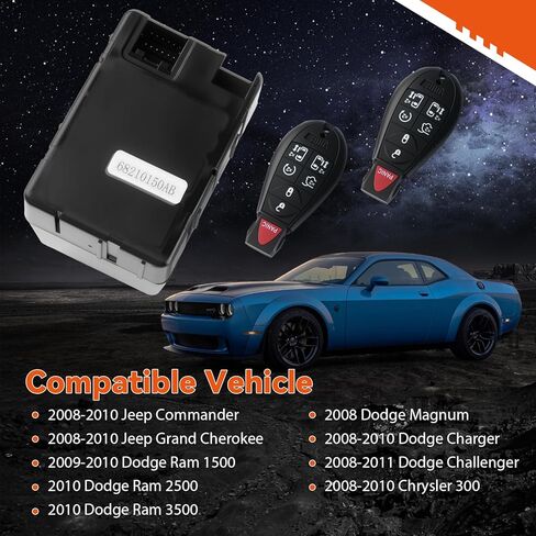 68210150AB Ignition Switch Module 2 Keys for Dodge Ram 1500 Charger Challenger Jeep Grand Cherokee Chrysler 300 2008-2010 Replaces 5026296AD 5026364AB 68044060AA(Needs Program) in Kuwait