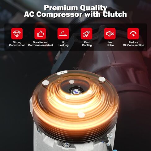 cciyu Air Conditioning Compressor Fit for Buick Allure LaCrosse for Chevrolet Impala Monte Carlo 3.8L 2004-2009 Replaces AC Compressor for Car 6 Grooves in Kuwait
