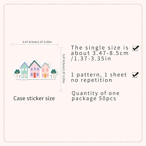 50 Pcs Hand-Drawn House Stickers - Waterproof Vinyl Warm Elements for Journal DIY & Notebook Laptop Water Bottle Skateboard Scrapbook Journal(House) in Kuwait