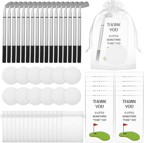 24 Sets Golf Party Favors Golf Pen Golfing Pads Thank You Cards Organza Bags Golfing Theme Birthday Party Decorations Black Ink Pen Gifts Bulk for Coworkers in Saudi Arabia