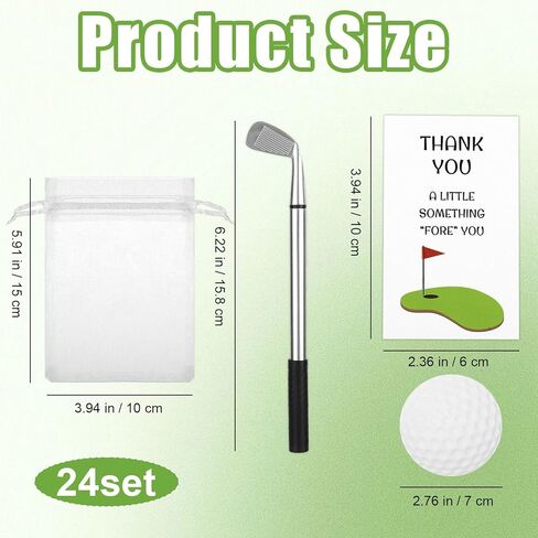 24 Sets Golf Party Favors Golf Pen Golfing Pads Thank You Cards Organza Bags Golfing Theme Birthday Party Decorations Black Ink Pen Gifts Bulk for Coworkers in Saudi Arabia