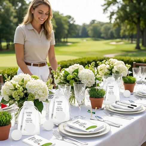 24 Sets Golf Party Favors Golf Pen Golfing Pads Thank You Cards Organza Bags Golfing Theme Birthday Party Decorations Black Ink Pen Gifts Bulk for Coworkers in Saudi Arabia
