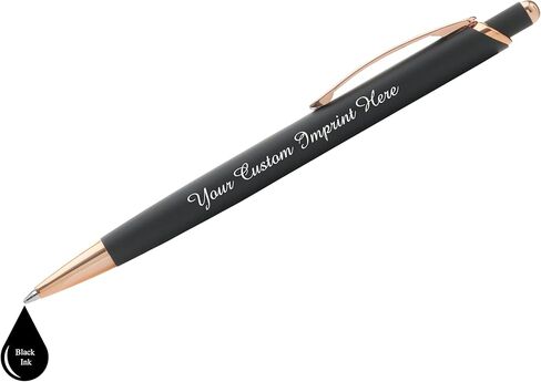 Custom Pens Gift Set - 2 Pack of Majestic Rose Gold Pens - Soft Touch Metal w/gift box - Luxury Ballpoint Pen Personalized Engraved with Name | Perfect for Him or Her (Rose - Black) in Kuwait