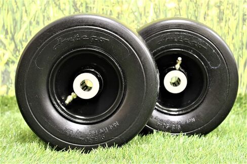 (Set of 2) 9x3.50-4 Flat Free Tire Assemblies Fits GRAVELY 45205, 3.25" Hub, 3/4" Caged Roller Bearings in Saudi Arabia