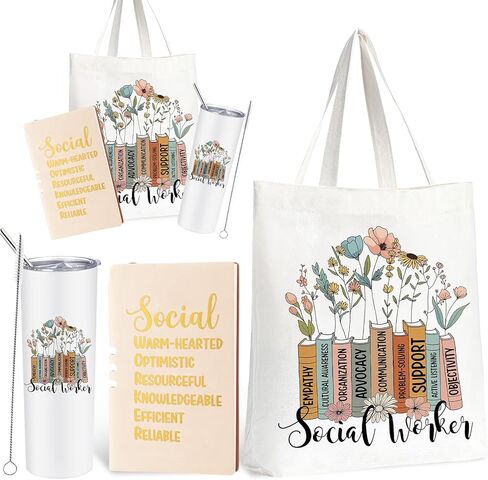 Fuutreo 3 Pcs Occupational Therapist Appreciation Gifts for Women, 20 oz Stainless Steel Tumbler Cup with Lid Canvas Tote Bag Leather Journal Thank You Gifts for OT Occupational Therapist Week in Kuwait