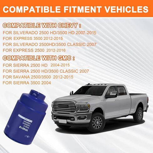 2-Pack Fuel Filter for 6.6 Diesel TP3018 Compatible with Chevy Silverado 2500HD 2007-2015,for Express 2500 2012-2016,for 3500HD 2007-2015,for GMC Savana 2500 2012-2015 V8 Diesel Engine in Kuwait