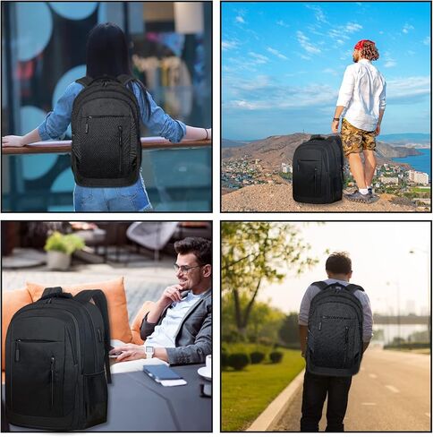 Laptop Backpack for Men, 17.3 Inch Travel Backpacks BookBag with Laptop Compartment, Water Resistant Business Work Casual Computer Daypack w/USB Charging/Headphone Port, Black in Saudi Arabia