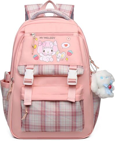 Roffatide Cartoon Print Business Casual Laptop Shoulders Backpack Hiking Travel Daypacks Rucksack 17 Inch Blue (With Cute Pendants) in Kuwait