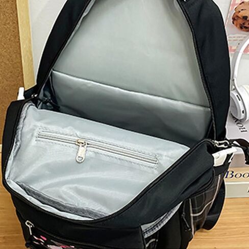 Roffatide Cartoon Print Business Casual Laptop Shoulders Backpack Hiking Travel Daypacks Rucksack 17 Inch Blue (With Cute Pendants) in Kuwait