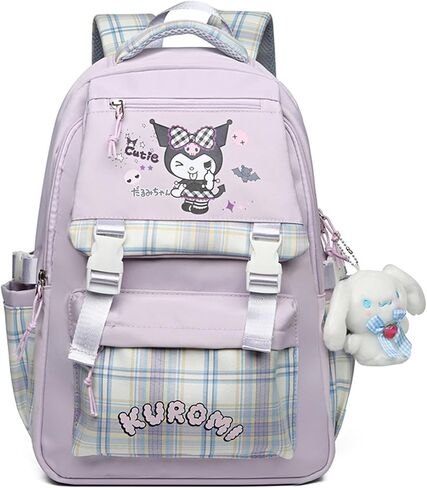 Roffatide Cartoon Print Business Casual Laptop Shoulders Backpack Hiking Travel Daypacks Rucksack 17 Inch Blue (With Cute Pendants) in Kuwait