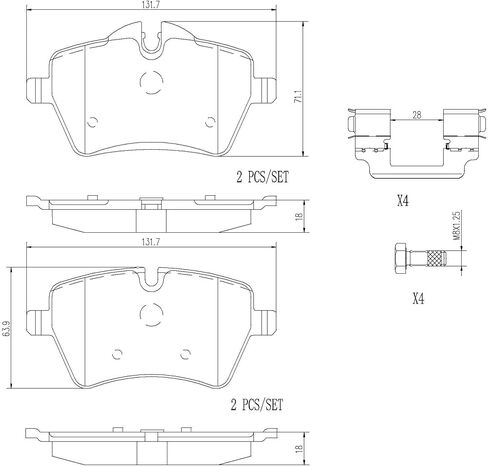 Brembo P06086N Premium Ceramic Front Disc Brake Pad Set MINI OE# 34116778320 in Kuwait
