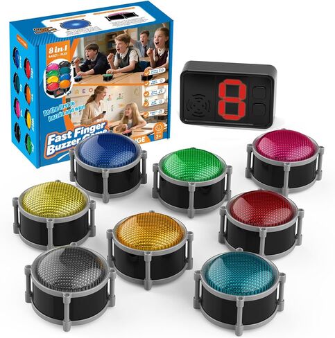 Buzzers for Trivia Games, Rechargeable Answer Buzzers for Classroom with Light, Show Who Buzzed First, 3-Second Auto Reset Buzzer System for Game Show, School, Jeopardy, Family Feud Night (Colorful) in Saudi Arabia